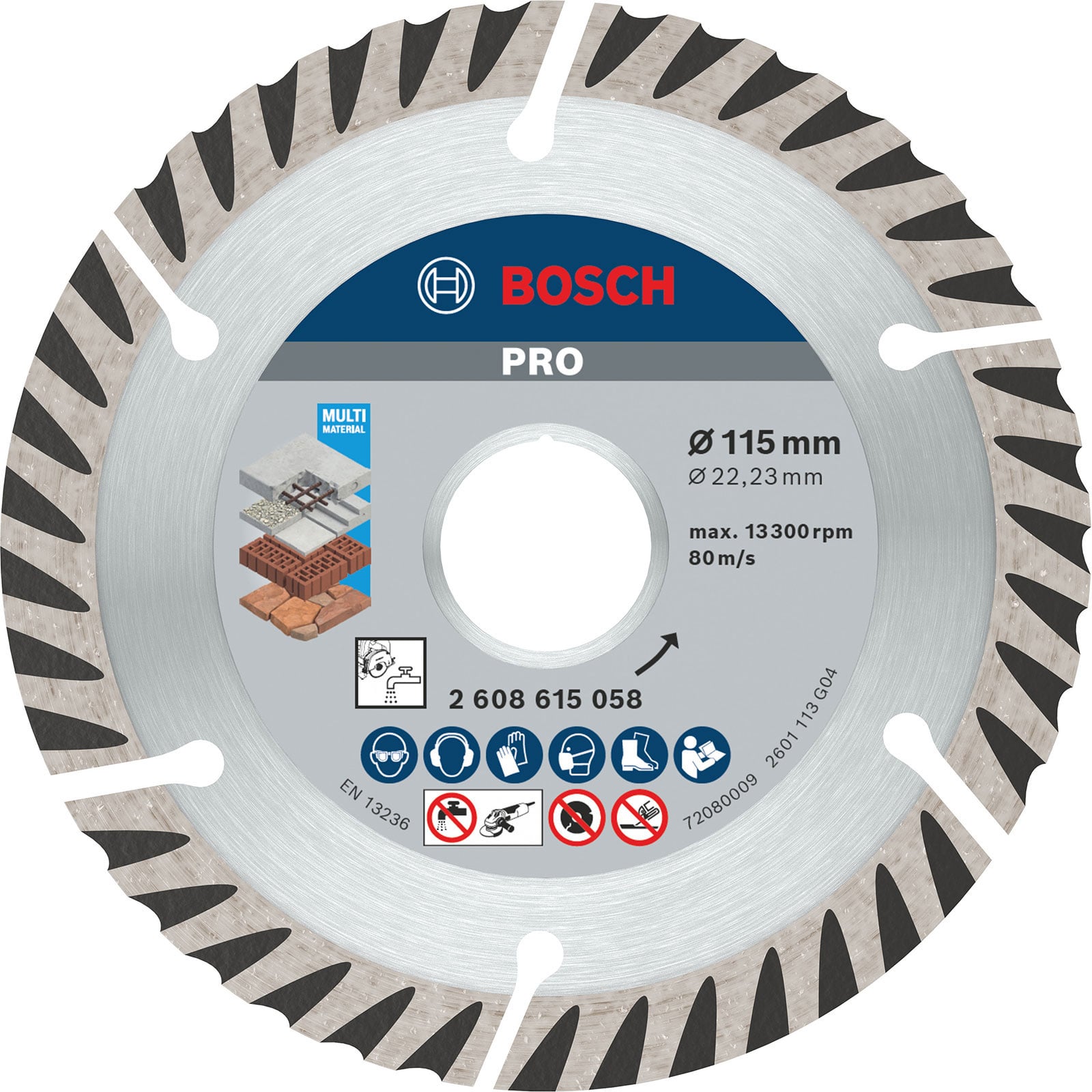 Bosch PRO Multi Material Diamanttrennscheibe 115 x 22,23 mm - 2608615058
