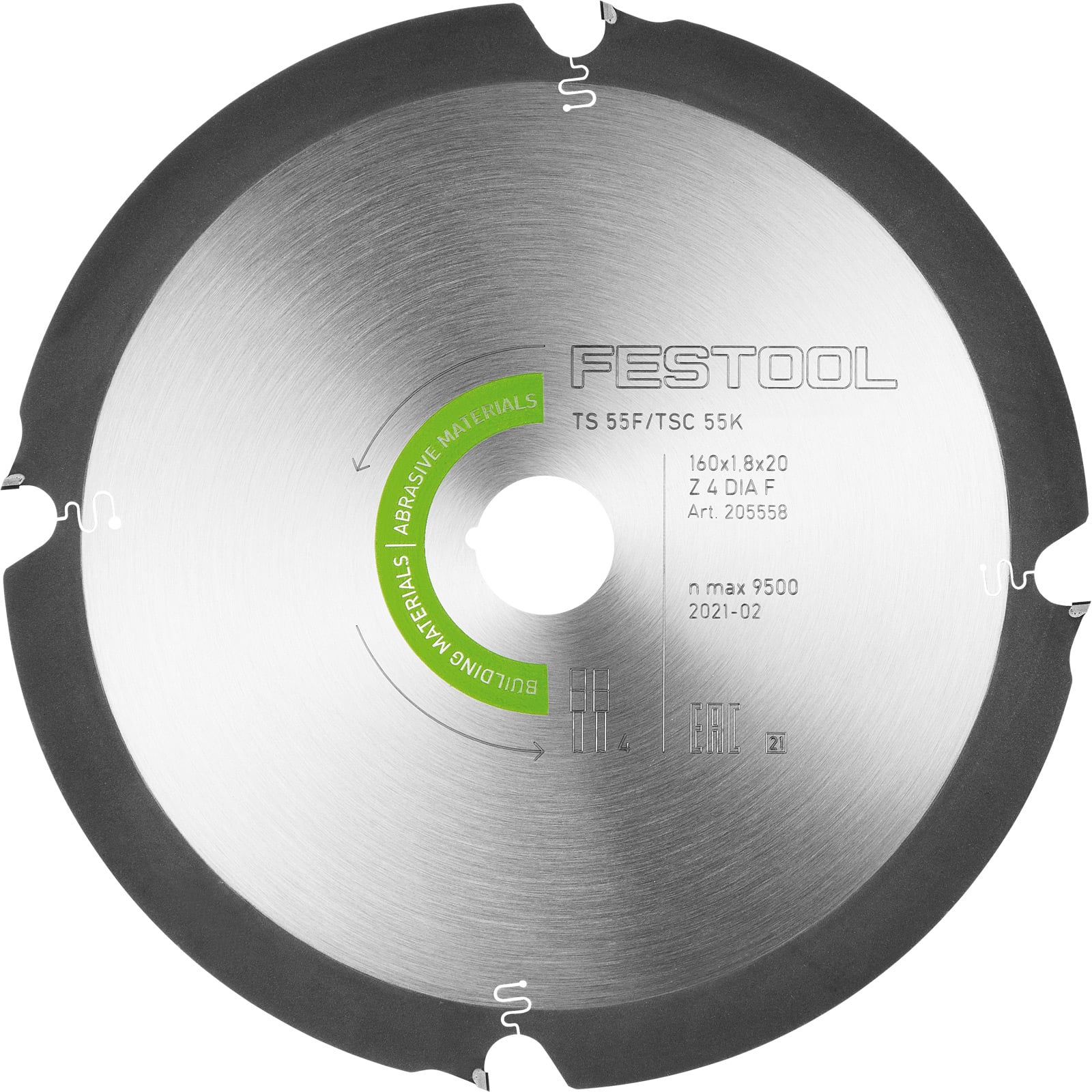 Festool Diamant-Kreissägeblatt ABRASIVE MATERIALS DIA 160 x 1,8 x 20 F4 - 205558