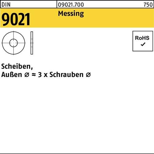 Unterlegscheibe DIN 9021 5,3x15x1,2 Messing 100 Stück