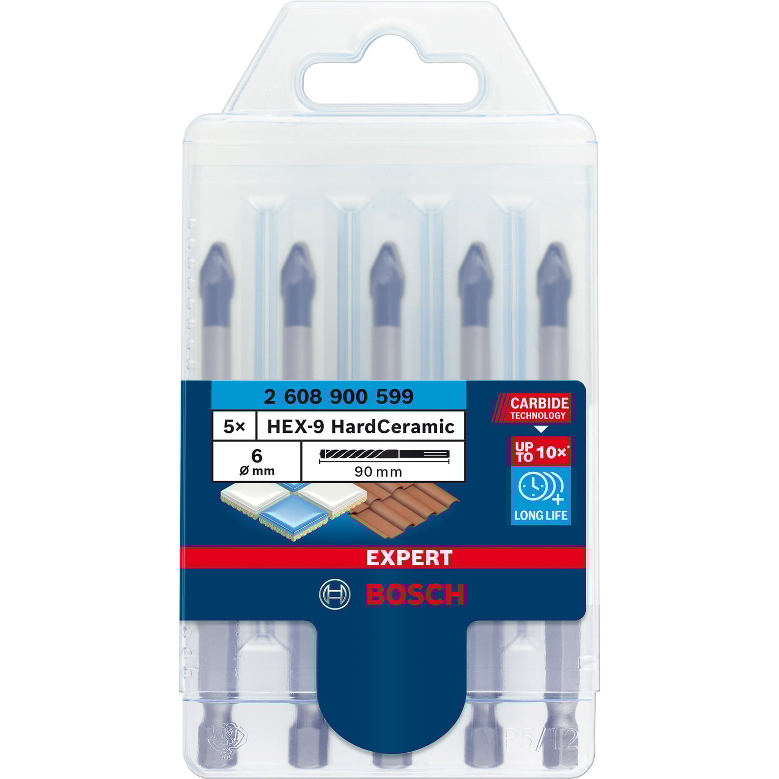 Bosch Expert HEX-9 HardCeramic Dachziegel-Bohrer-Set 6 mm 5tlg. - 2608900599
