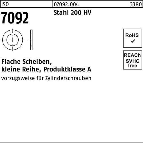 Unterlegscheibe ISO 7092 8 Stahl 200 HV 1000 Stück