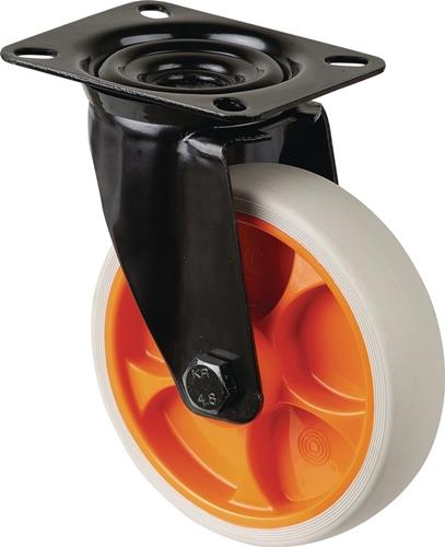 Lenkrolle D.125mm Trgf.120kg Lenkrollen Gum.Platte L104xB80mm Farbe Rl.hellgrau