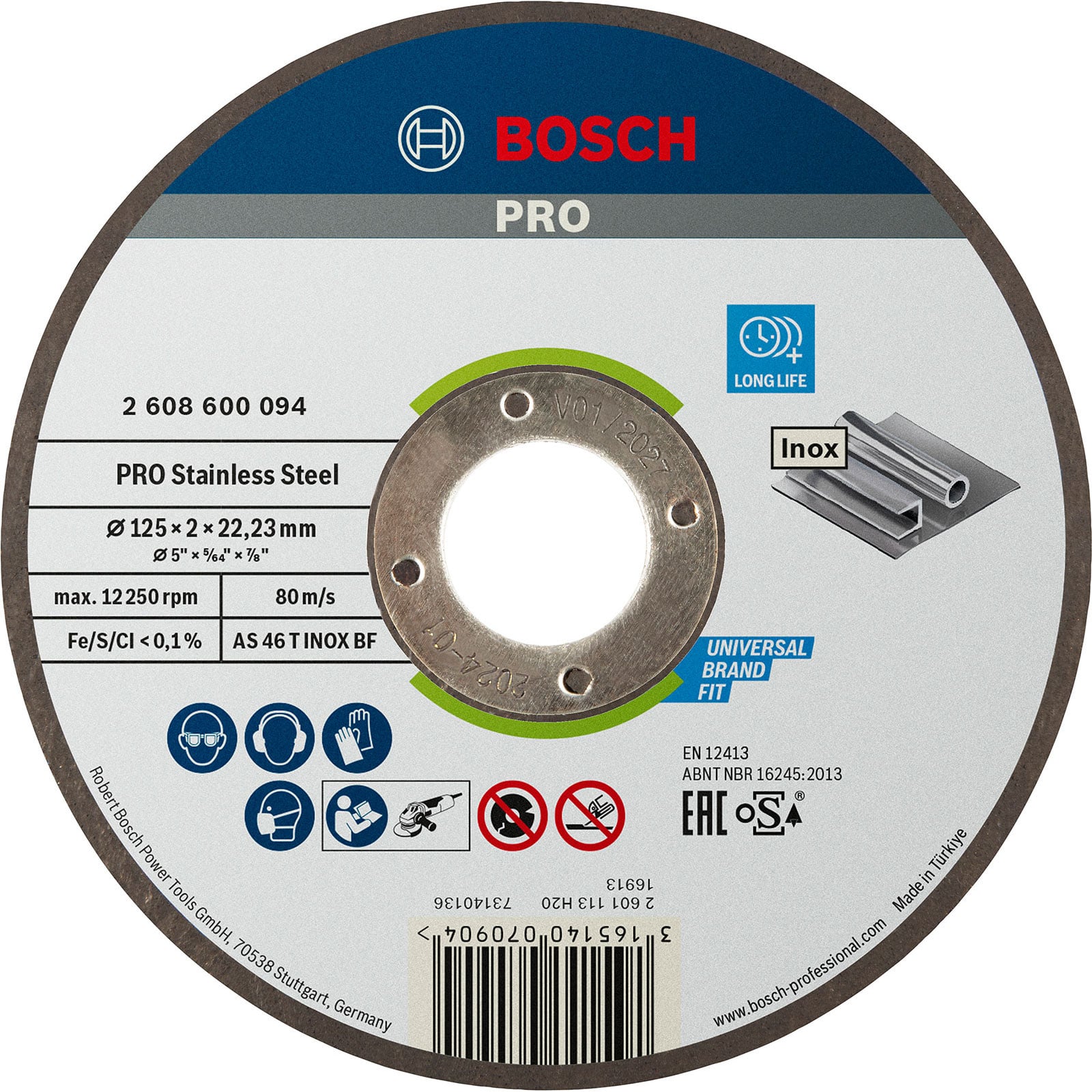 Bosch PRO Stainless Steel Trennscheibe 125 x 2 x 22,23 mm - 2608600094