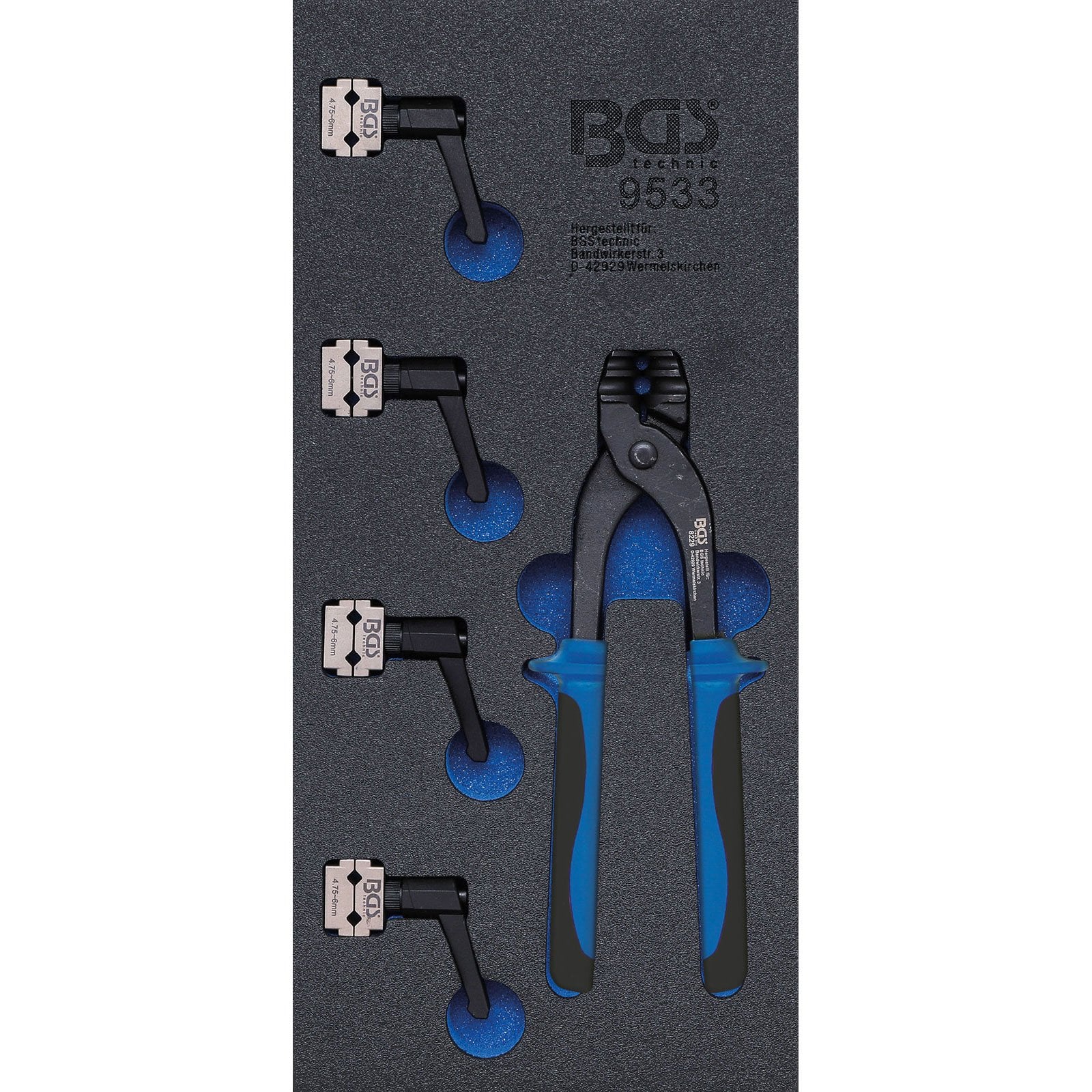 BGS Werkstattwageneinlage 1/3: Rohrbiegegerät- und Bremsleitungsklemmen-Satz 4,75 + 6 mm - 9533