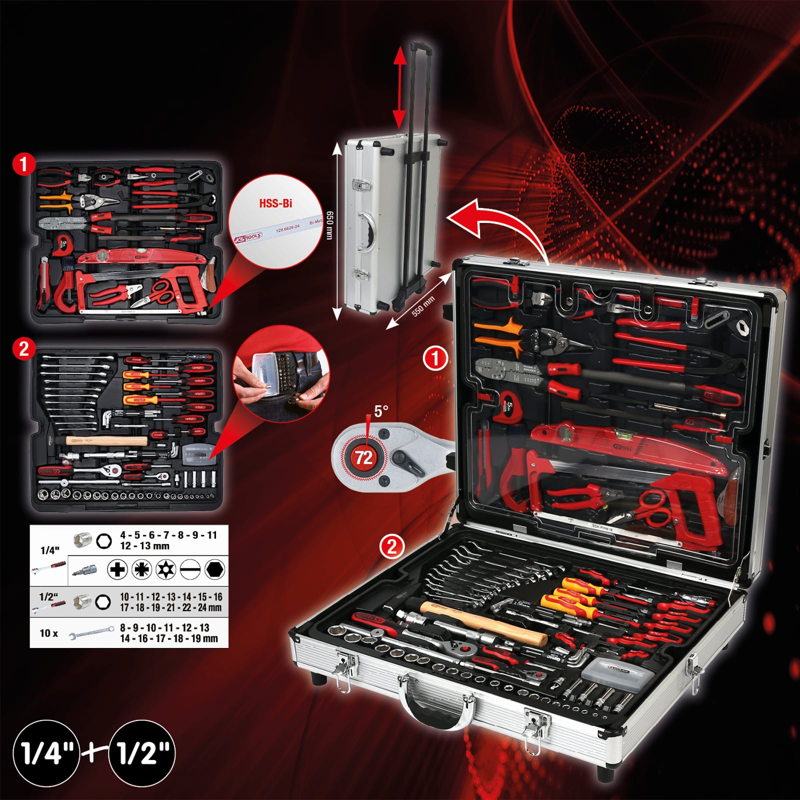 KS TOOLS 1/4"+1/2" Werkzeug-Satz 127tlg. - 911.0735