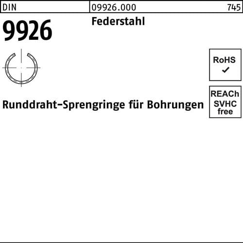 Sprengring DIN 9926 16 Federstahl Runddraht 2000 Stück
