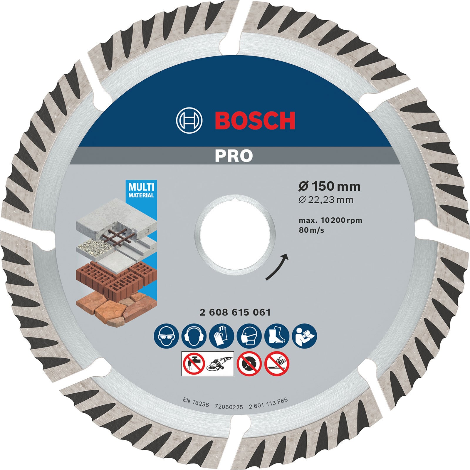 Bosch PRO Multi Material Diamanttrennscheibe 150 x 22,23 mm - 2608615061