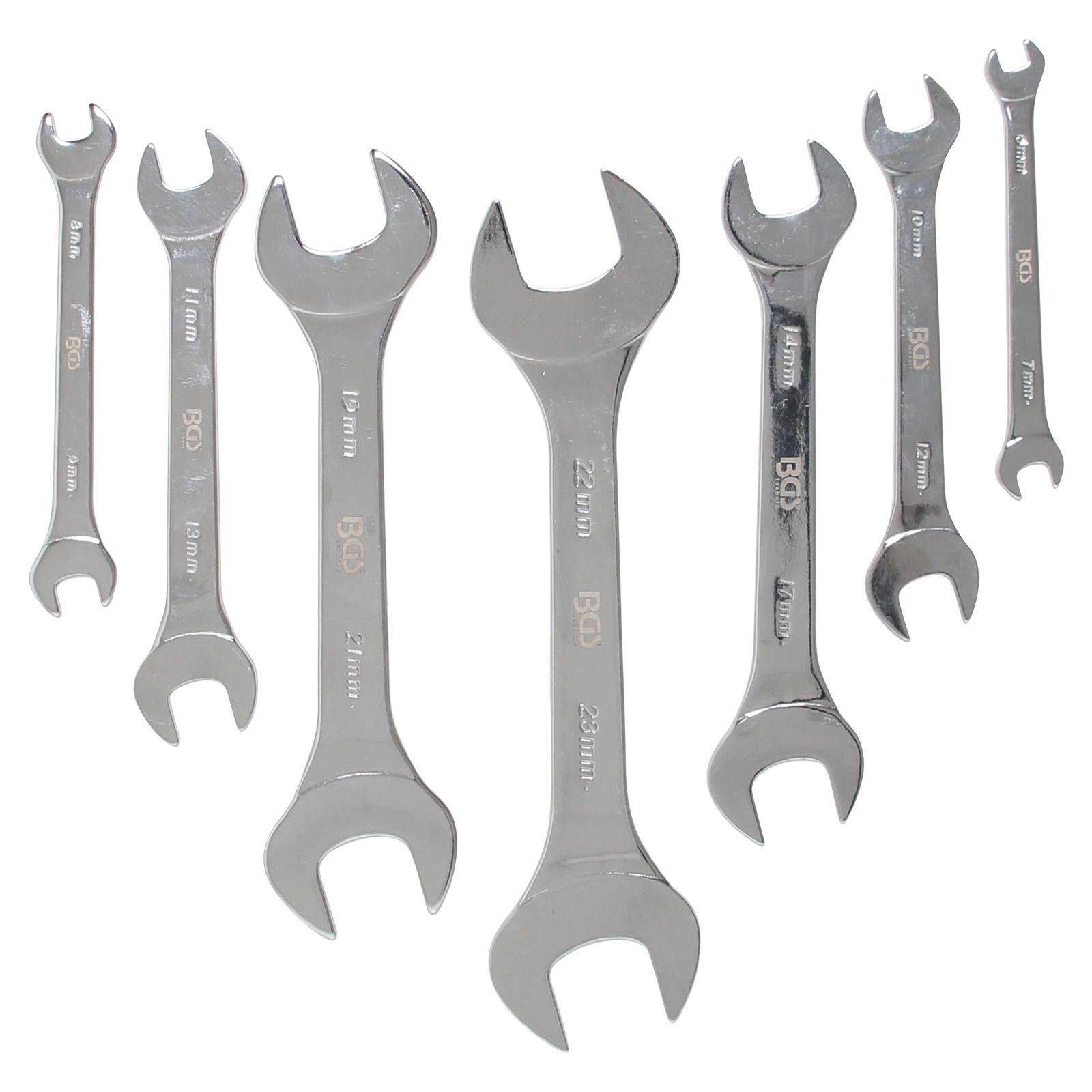 BGS 7tlg. Doppel-Maulschlüssel-Satz 6-23 mm extra flach - 9019