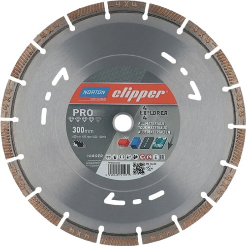 NORTON CLIPPER Diamanttrennscheibe 4x4 Explorer D.300mm Bohr.20mm 3mm 12mm - 70184602022
