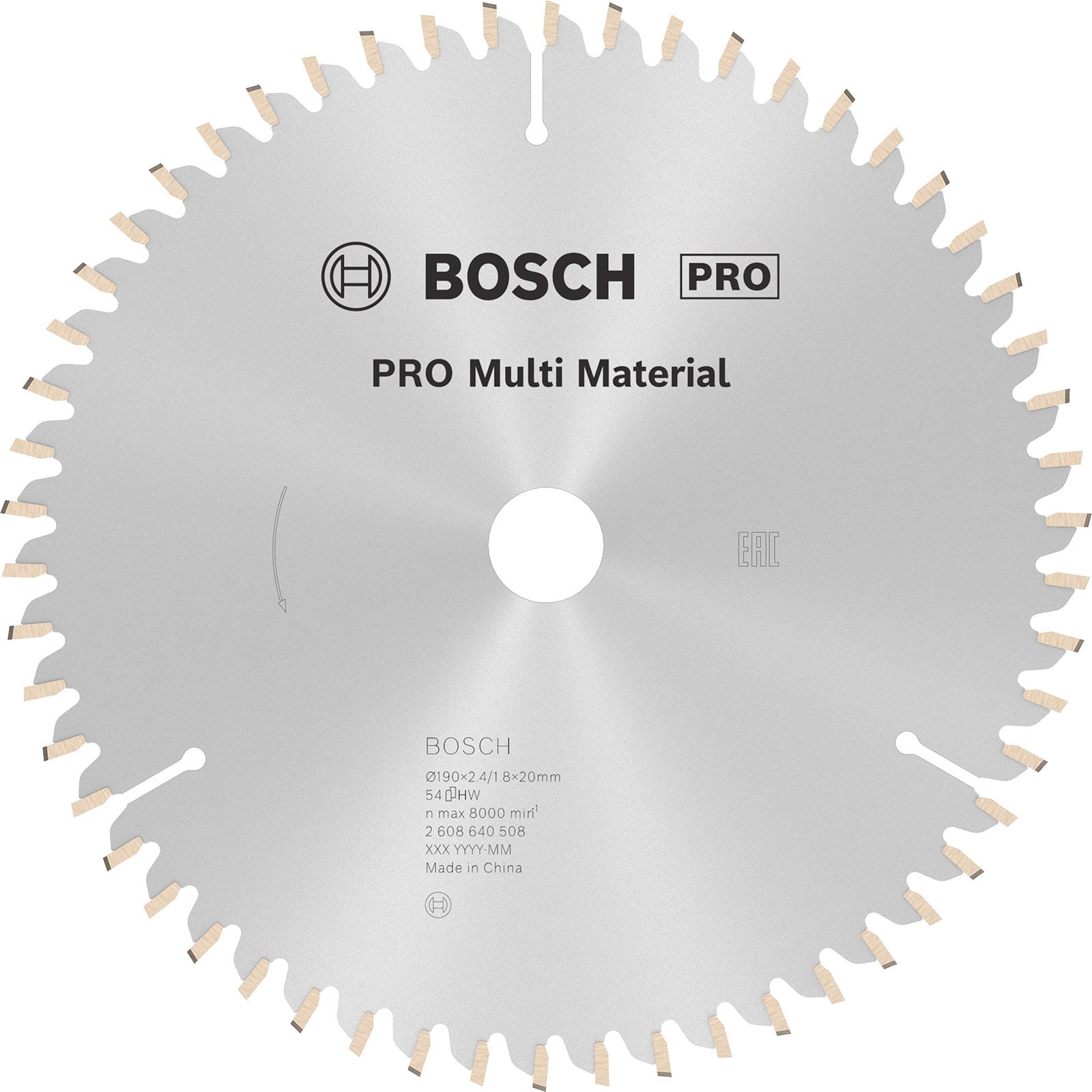 Bosch PRO Multi Material Kreissägeblatt 190 x 2,4 x 20 mm - 2608640508