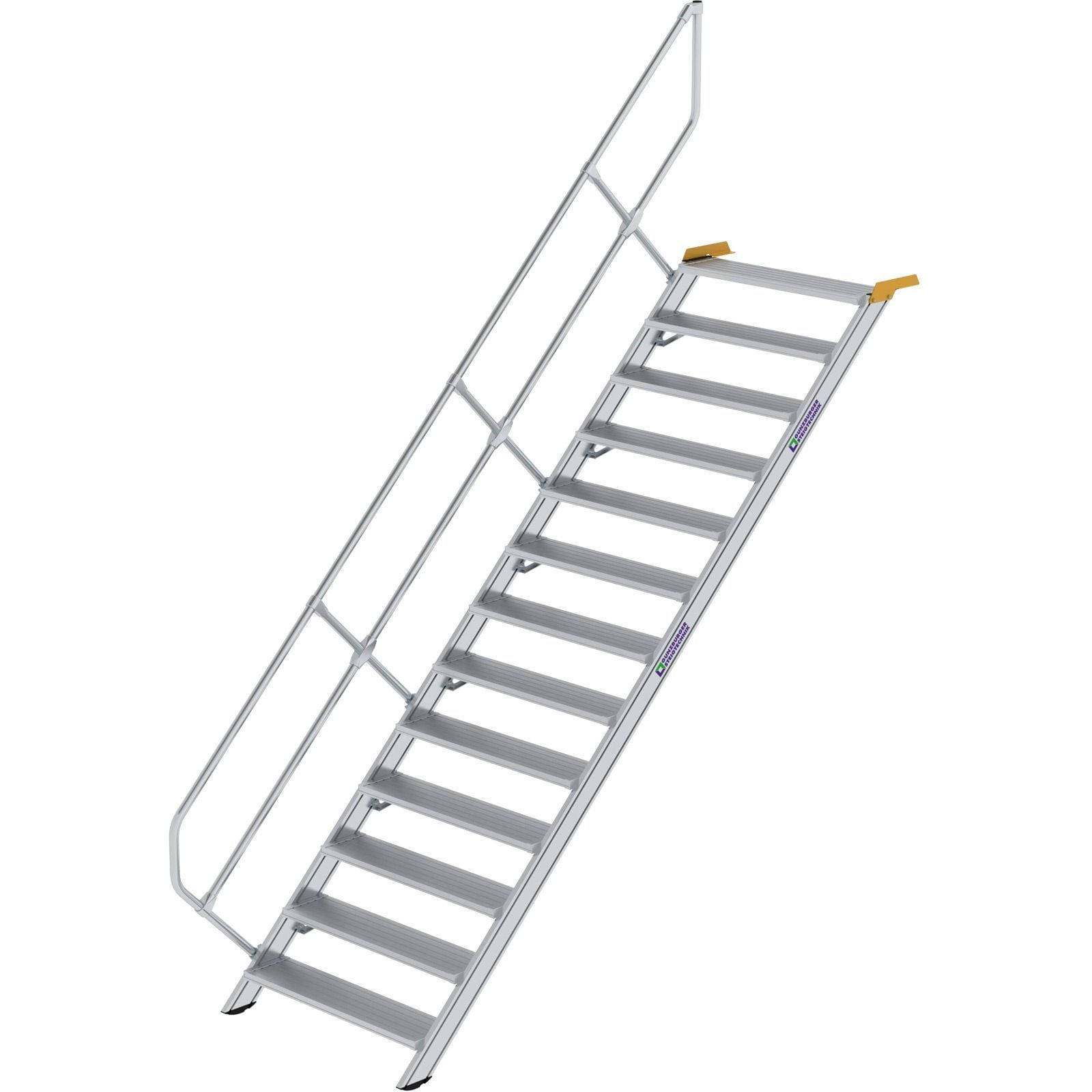 Günzburger Steigtechnik Treppe 45° Stufenbreite 1.000 mm 13 Stufen Aluminium geriffelt - 600353