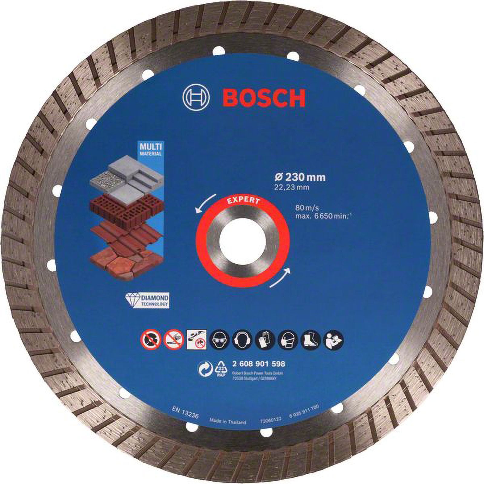 Bosch EXPERT MultiMaterial Diamanttrennscheiben 230 x 22,23 x 2,4 x 15 mm - 2608901598