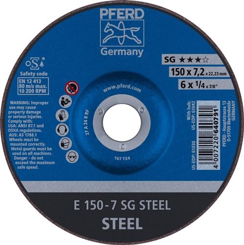 Schruppscheibe SG STEEL D150xS7,2mm gekr.STA Bohr.22,23mm PFERD