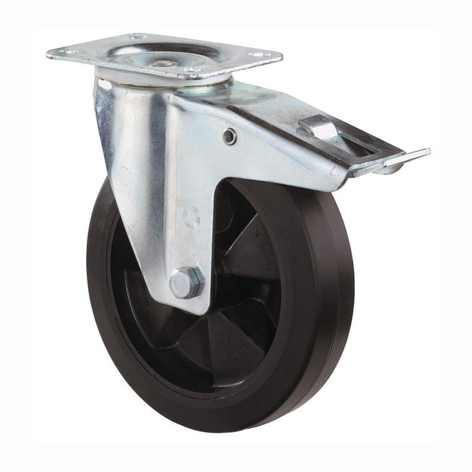 BS Rollen Lenkrolle mit Totalfeststeller und Anschraubplatte Vollgummi 125 mm 150 kg - LS420.B60.125