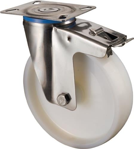 BS Rollen Lenkrolle mit Totalfeststeller und Anschraubplatte Kunststoff 75 mm 60 kg - G120.A90.076