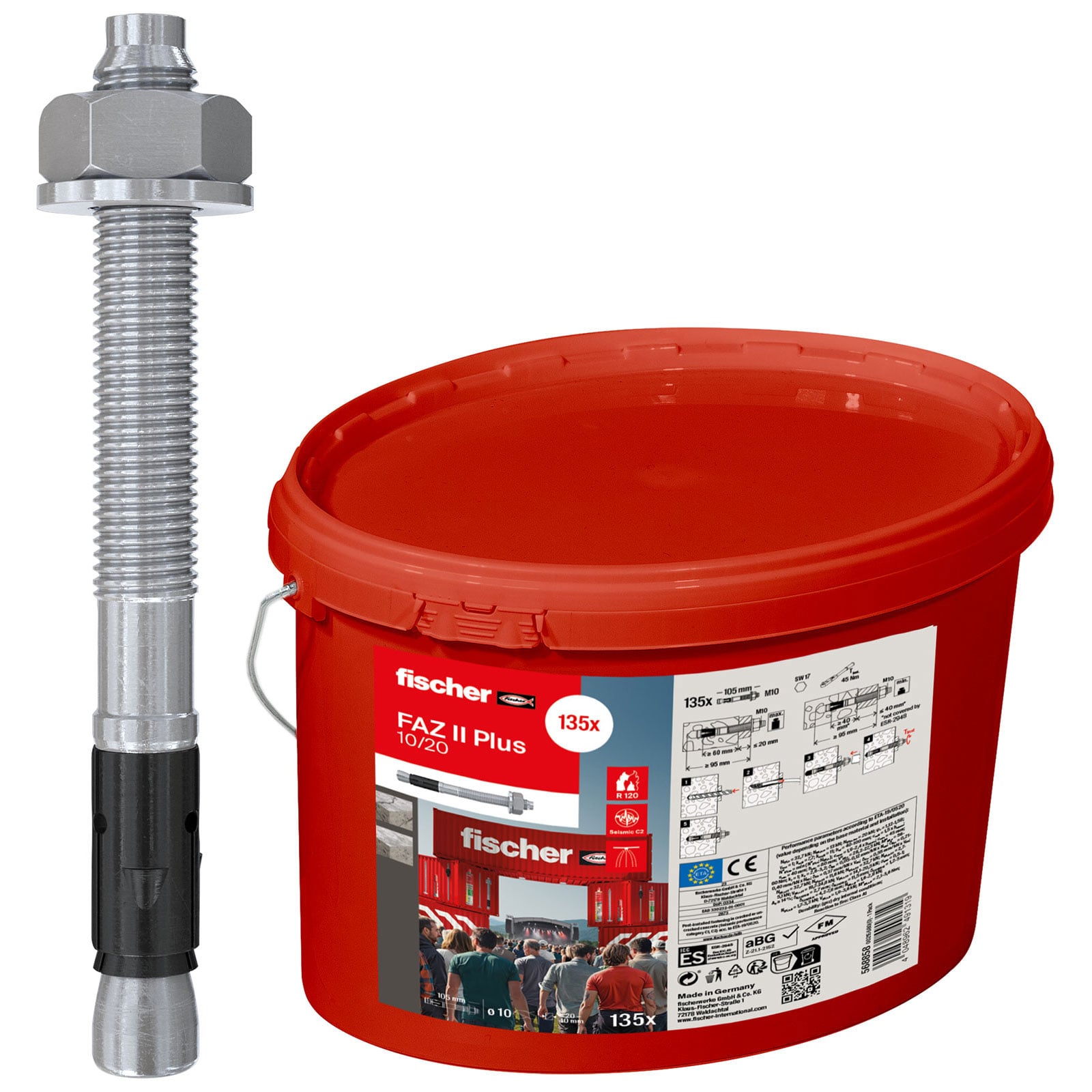 Fischer Bolzenanker FAZ II Plus 10/20 im Eimer (135 St) - 568858