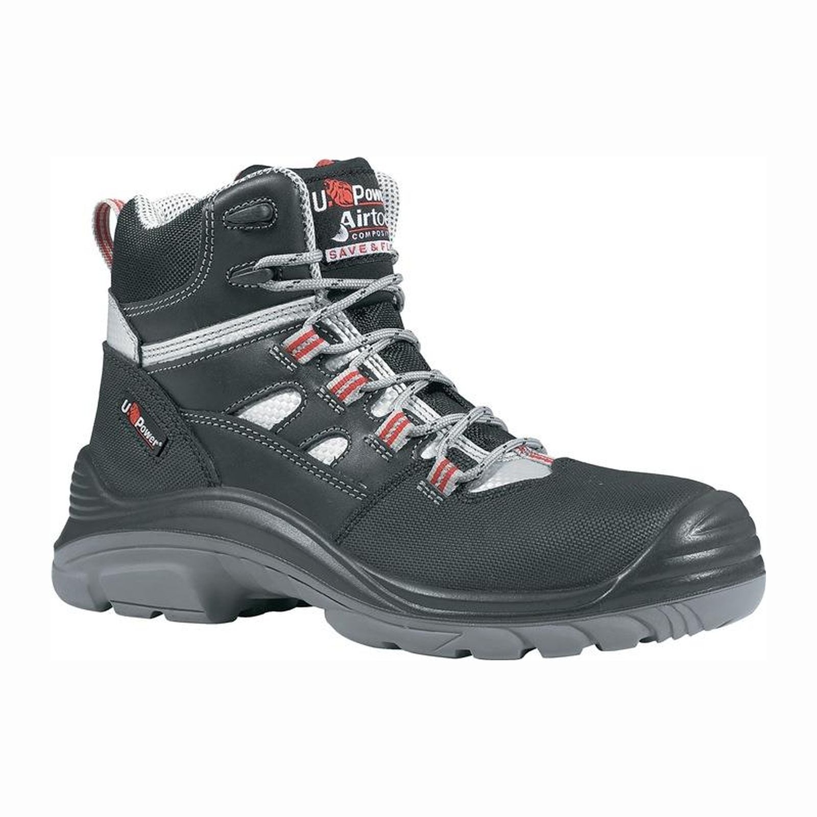 UPower Sicherheitsstiefel Cross Größe 43 schwarz / grau / rot - UC10014-43