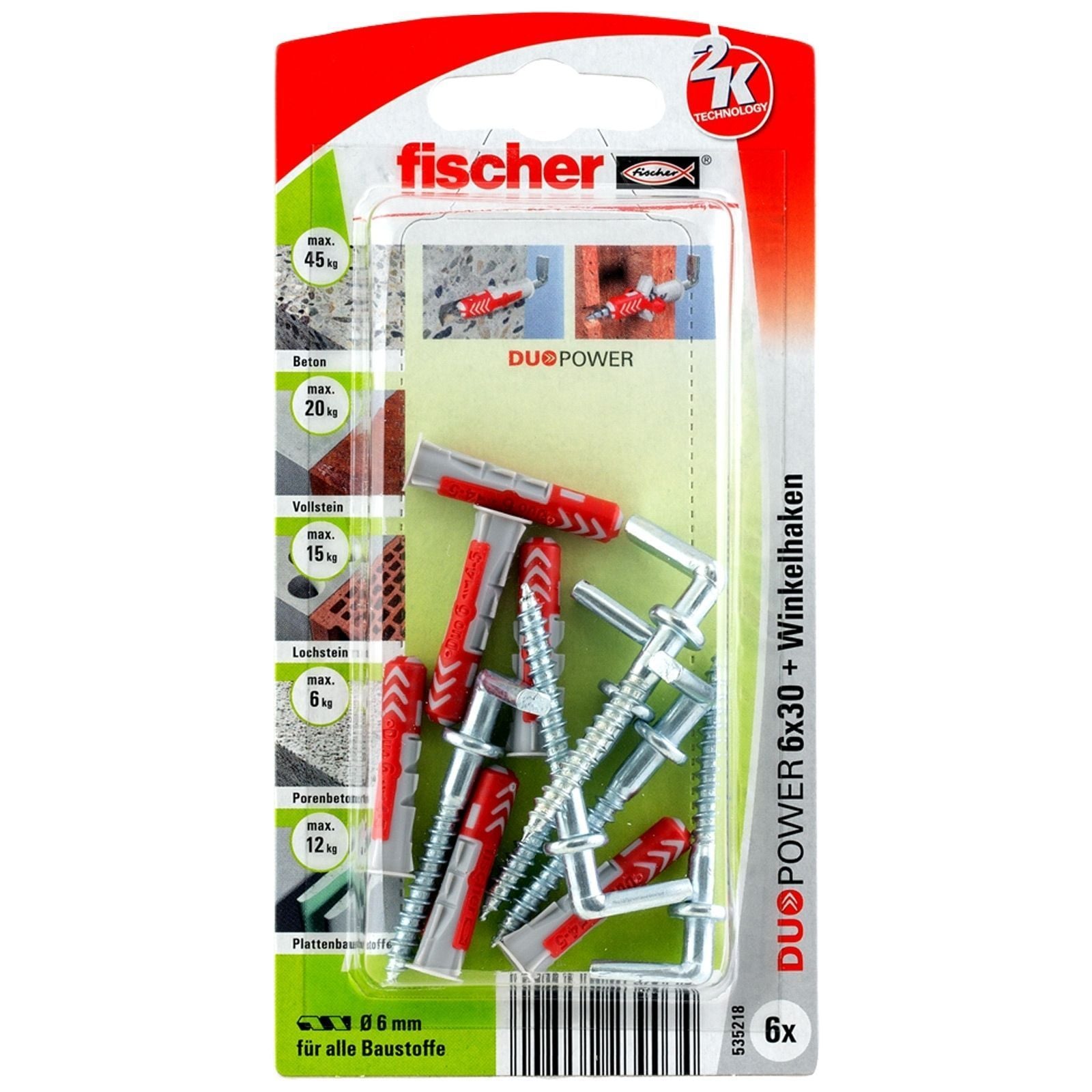 Fischer 6x DUOPOWER 6X30 RH mit Rundhaken - 535222