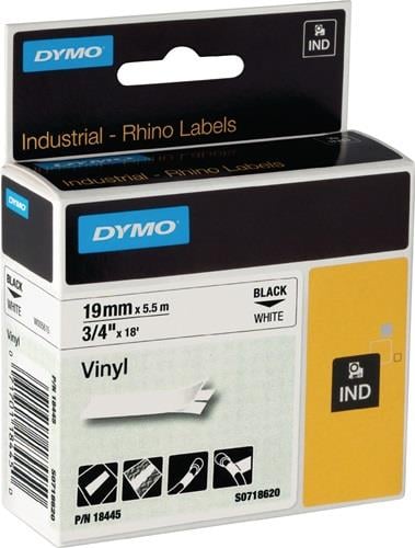 Dymo Schriftband Bandbreite 19 mm Bandlänge 5,5 m schwarz auf weiß Vinylband - 18445