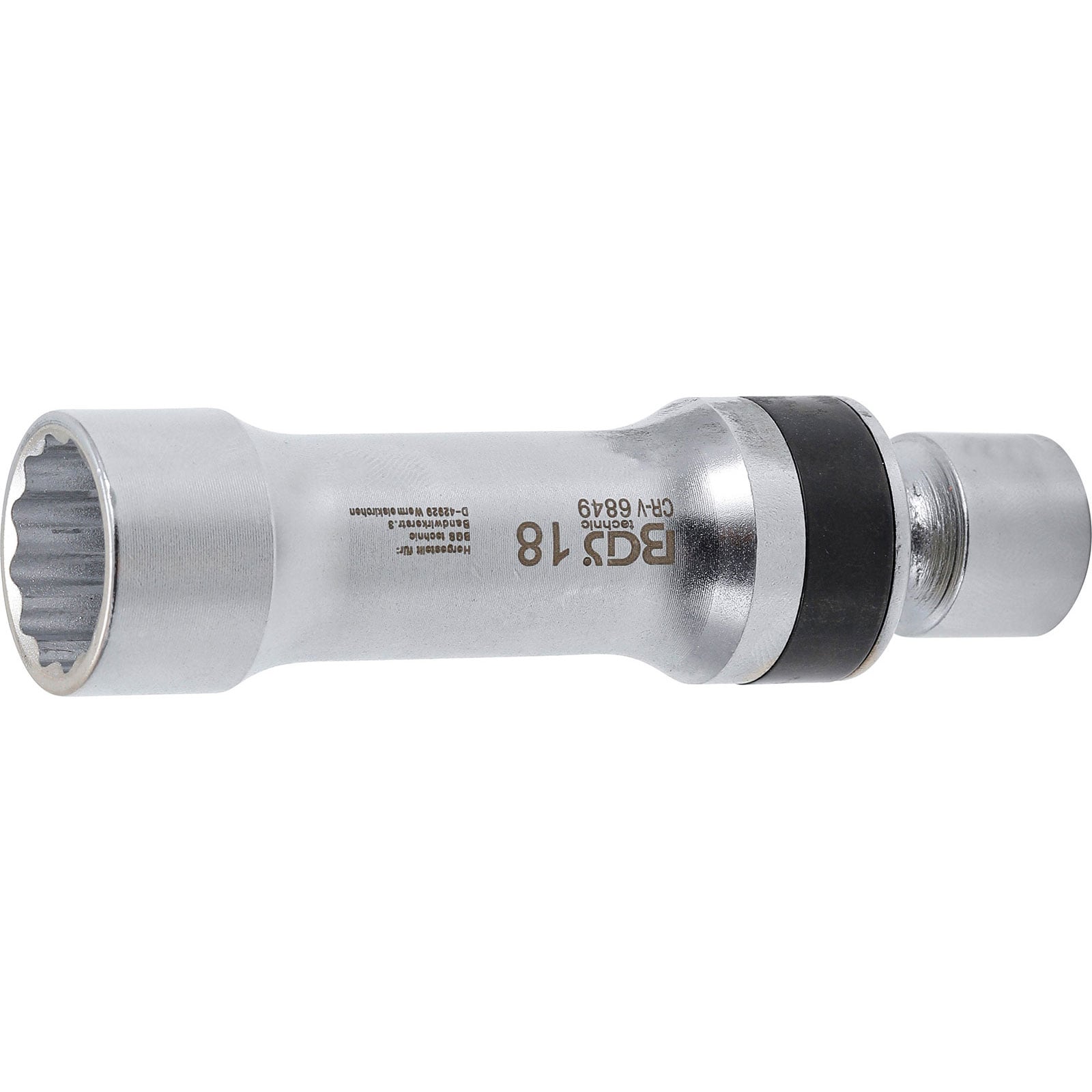 BGS Zündkerzen-Gelenkeinsatz Zwölfkant mit Haltefeder Antrieb Innenvierkant 10 mm (3/8") SW 18 mm - 6849