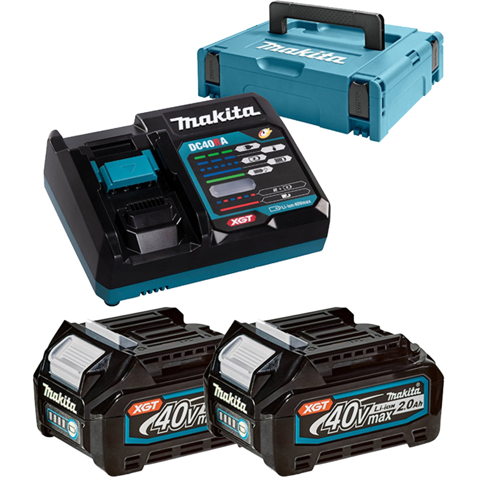 Makita Power Source Kit Li 40V inkl. Schnellladegerät DC40RA und 2x Akkus BL4020 2,0 Ah im MACPAK Gr. 1 - 191V07-0