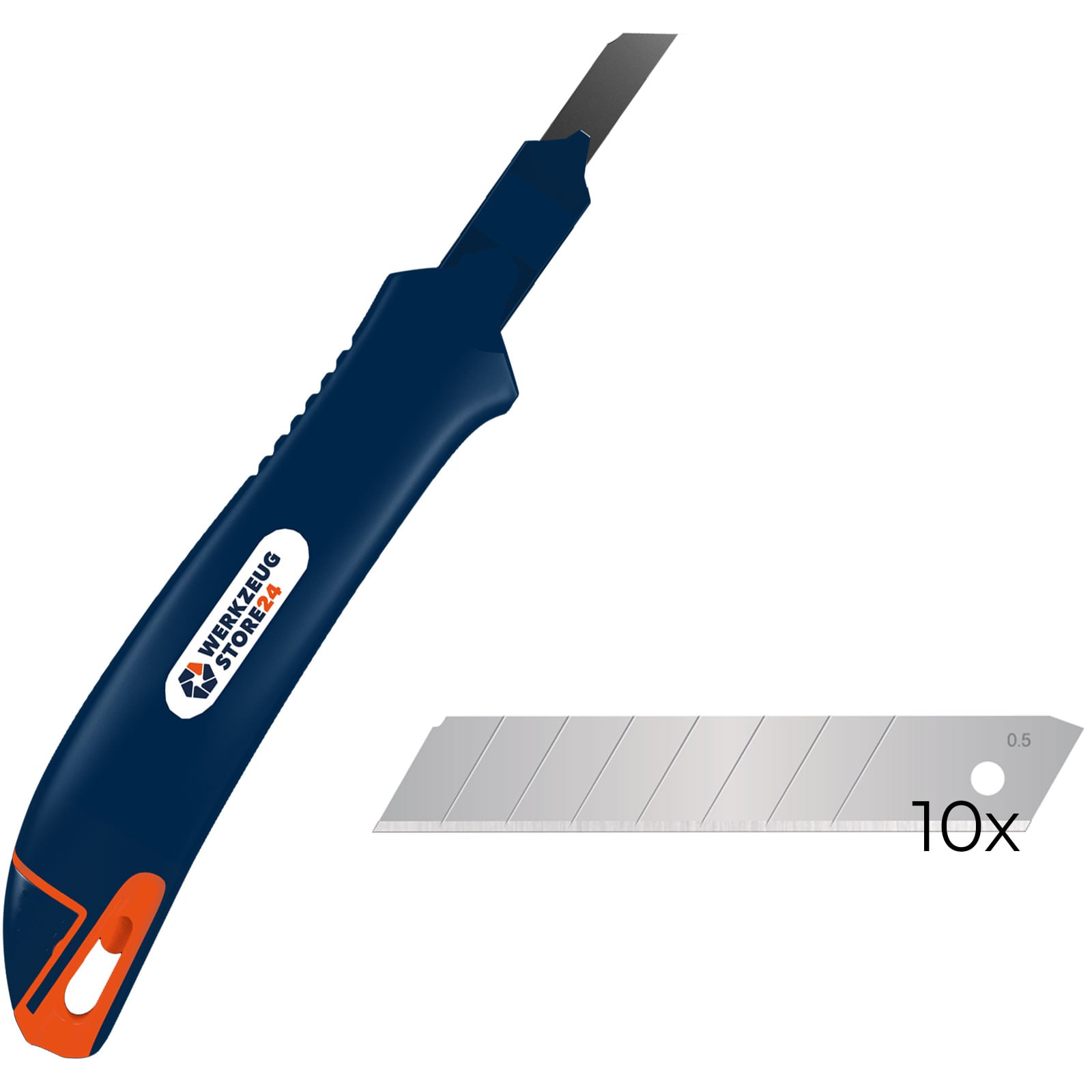 WS24 Cuttermesser 2K Griff 9 mm Abbrechklingen schwarz inkl. 10x Ersatzklingen 9mm - WS24-100069-Set