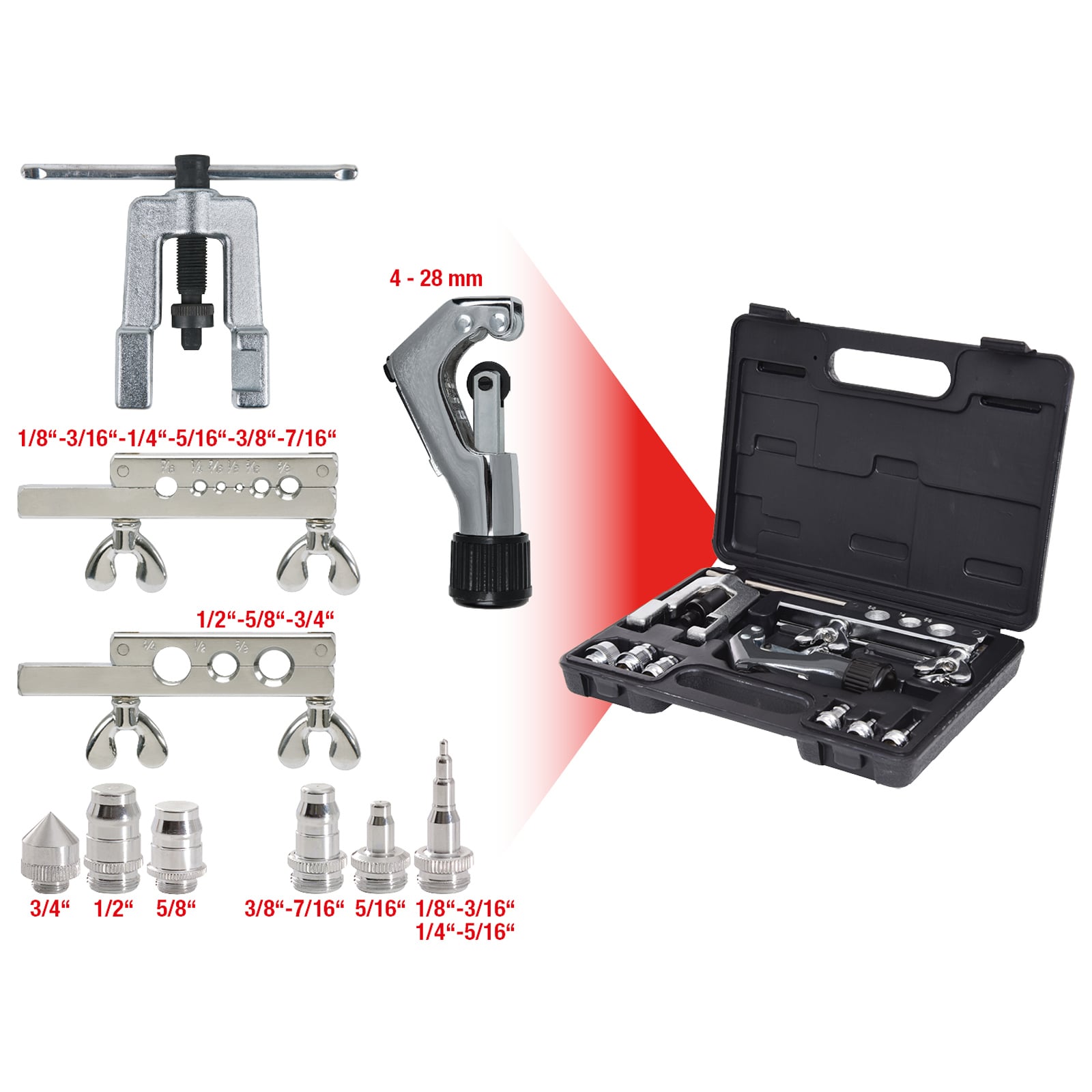 KS TOOLS Klima-Kälte-Bördel- und Muffen-Satz 1/8"-3/4" 10tlg. - 122.1100
