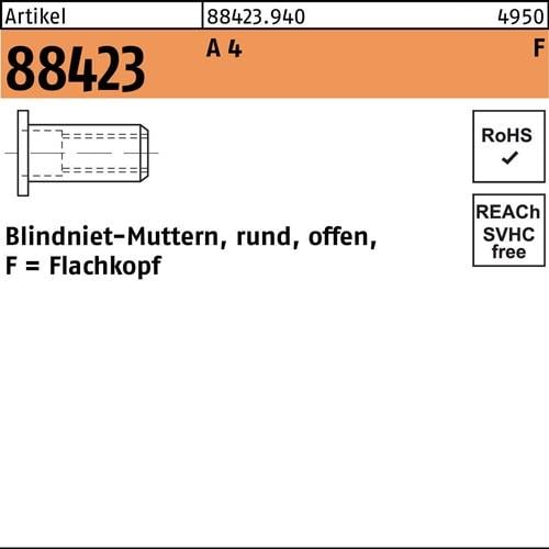 Blindnietmutter R 88423 FLAKO M8/0,25 - 3,5 A 4 100 Stück
