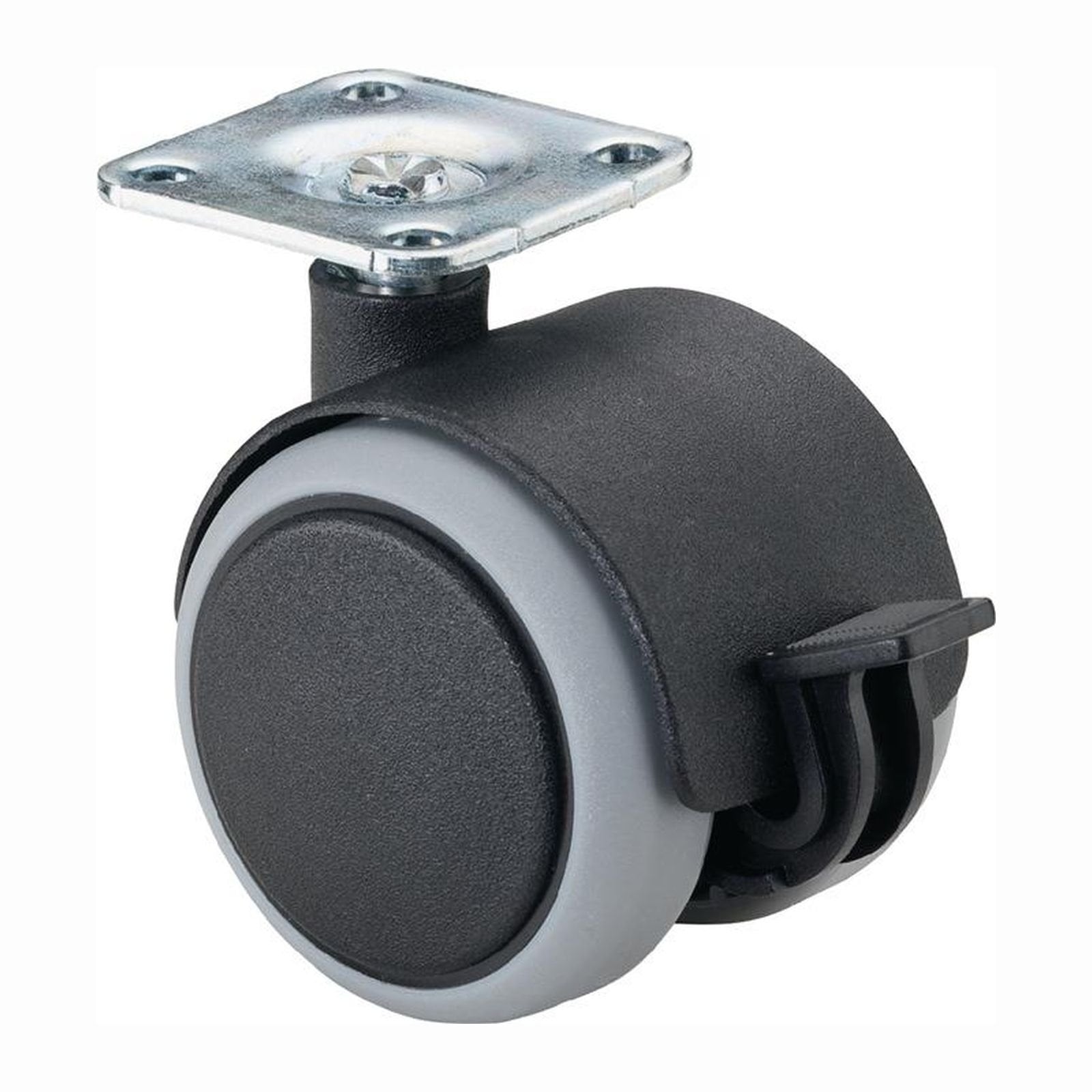 BS Rollen Kunststoffdoppelrolle mit Feststeller Kunststoff grau Anschraubplatte 50 kg - F86.050.PL