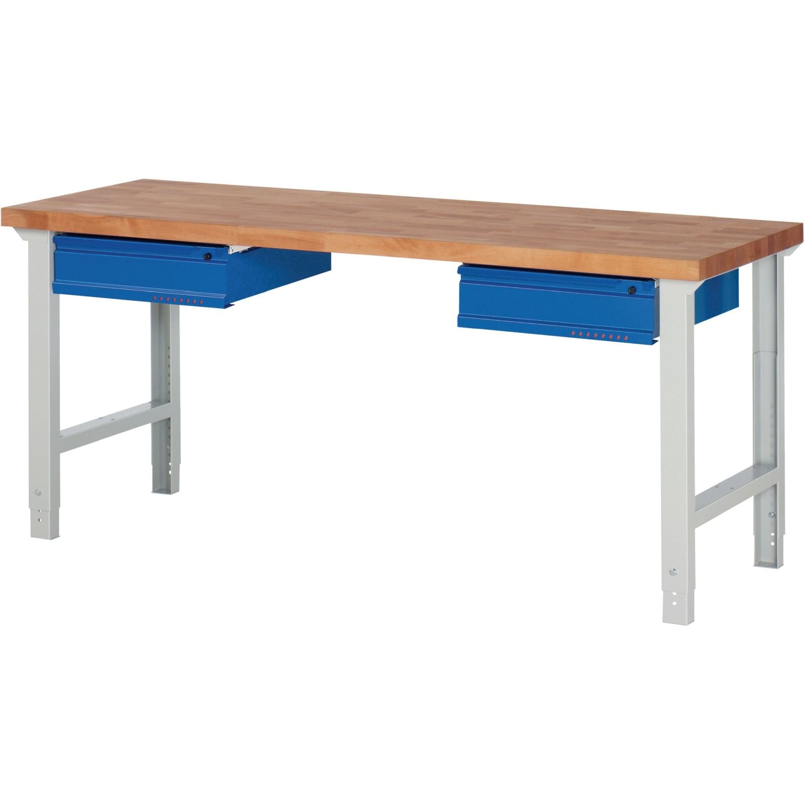 Werkbank Ser.BK 650 B2000xT700xH790-1140mm Buche massiv grau/blau 2 Schubl.TW