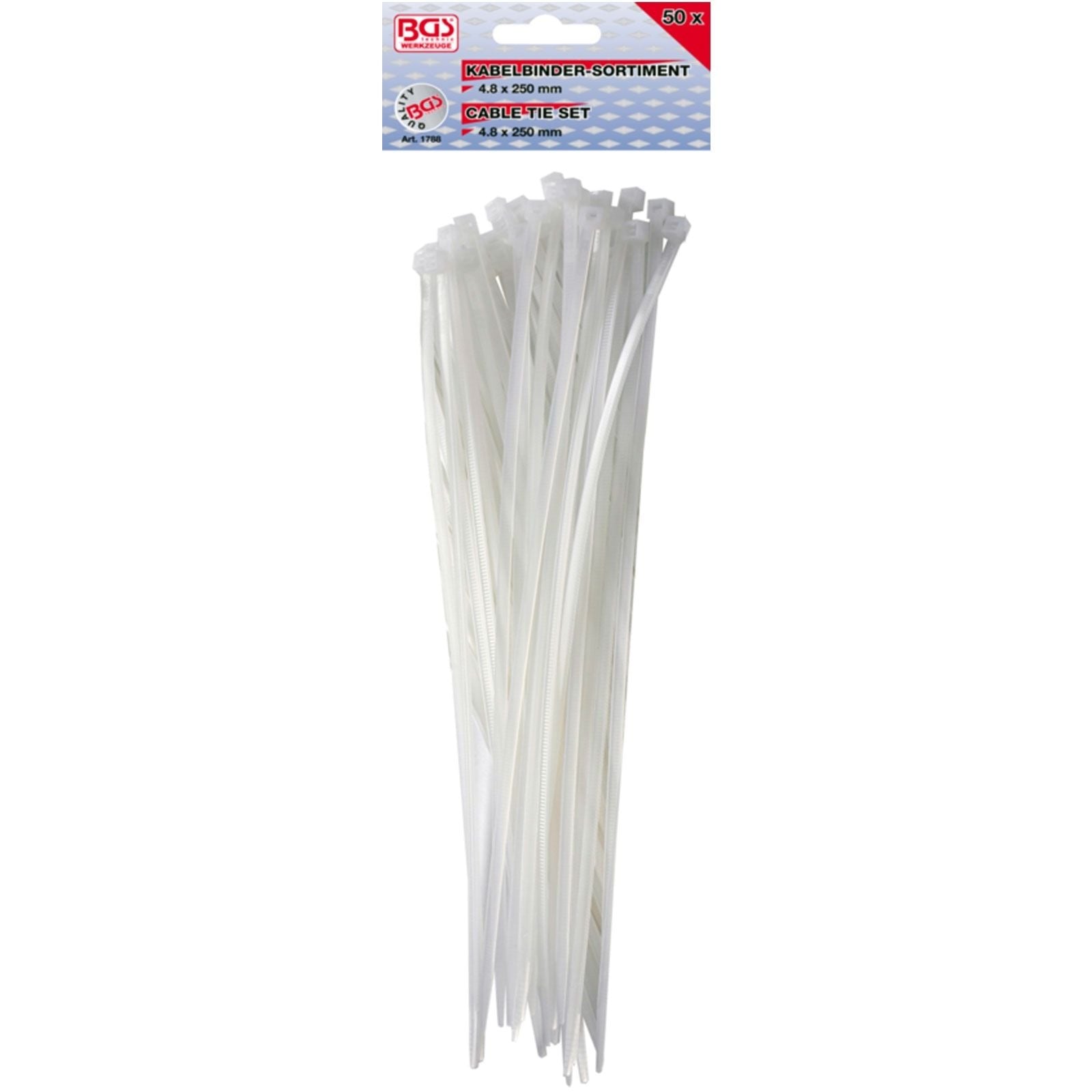 BGS Kabelbinder-Sortiment 4,8 x 250 mm 50tlg. (weiß) - 1788