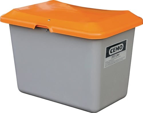CEMO Streugutbehälter L890xB600xH640mm 200l GFK grau/orange o.Entnahmeöffnung - 10565