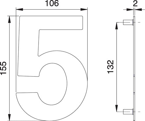 edi Hausnummer Ziffer 5 VA ma 150mm B.106mm - 2505/0000/00