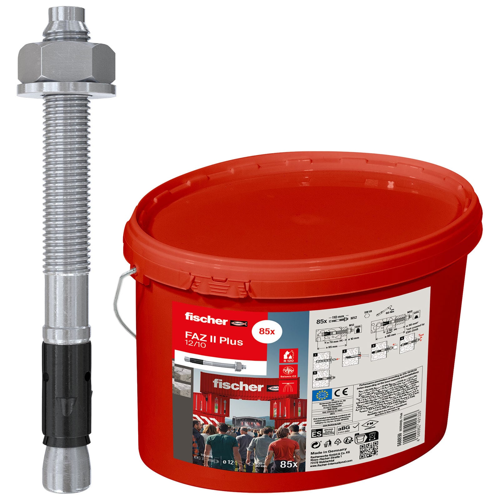 Fischer Bolzenanker FAZ II Plus 12/10 im Eimer (85 St) - 568859