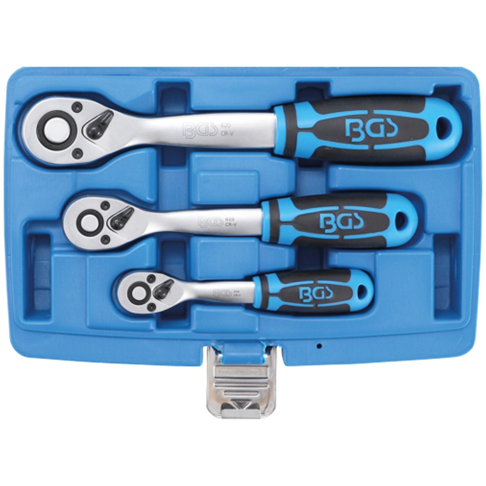 BGS Umschaltknarren-Satz feinverzahnt 6,3 mm (1/4") - 10 mm (3/8") - 12,5 mm (1/2") 3tlg. - 621