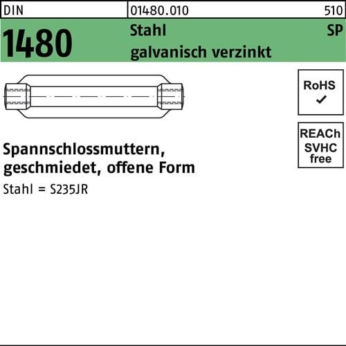 Spannschlossmutter DIN 1480 offen SP M12/125 Stahl galv.verz. 1St.