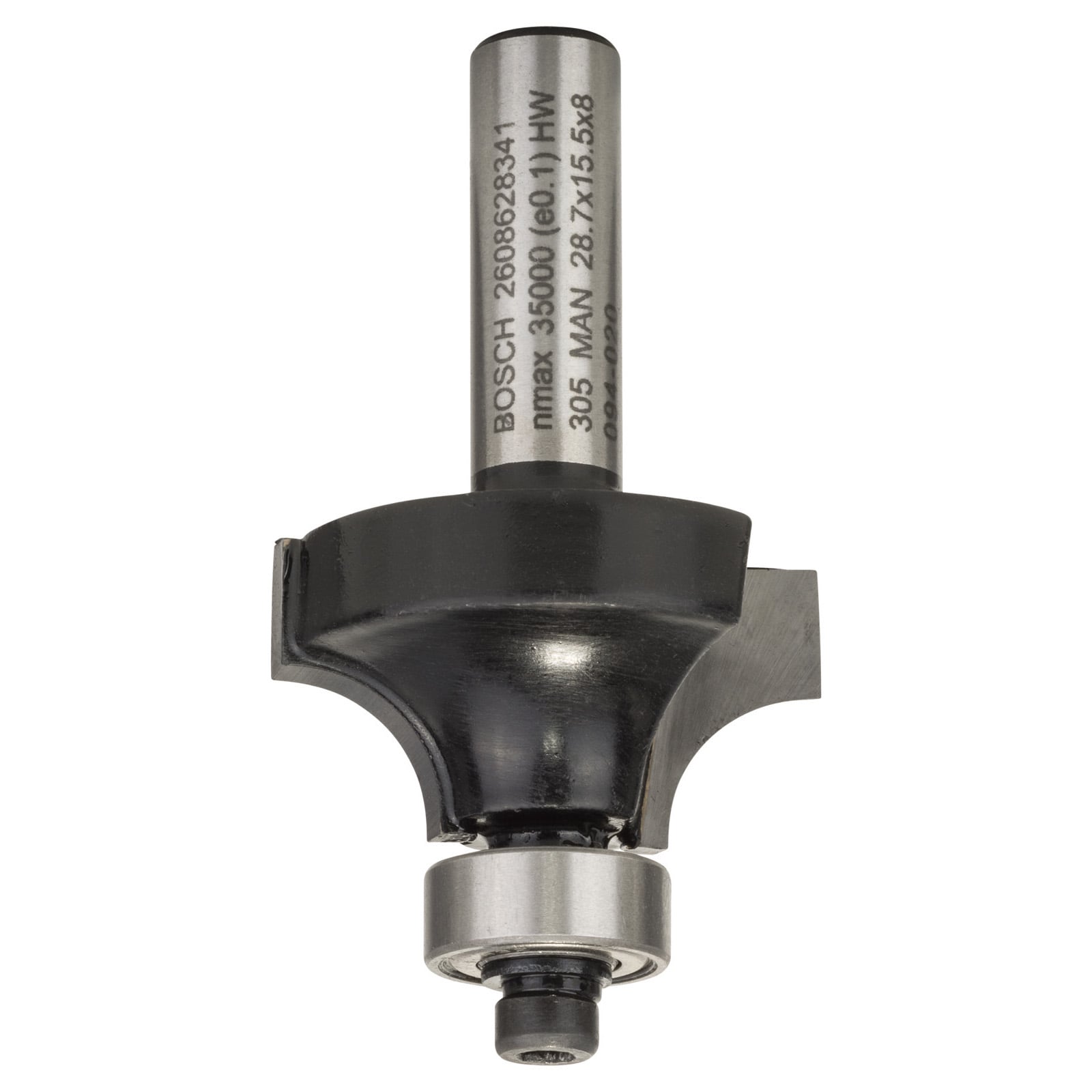 Bosch Abrundfräser 8 mm, R1 8 mm, L 15,5 mm, G 53 mm - 2608628341