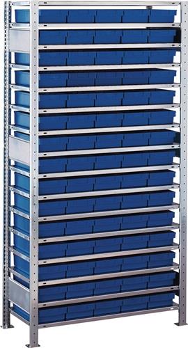 SCHULTE Steckregal H2000xB1.000xT400mm Grundregal 16 Stahlböden 75xL 400mm blau - 9000449260