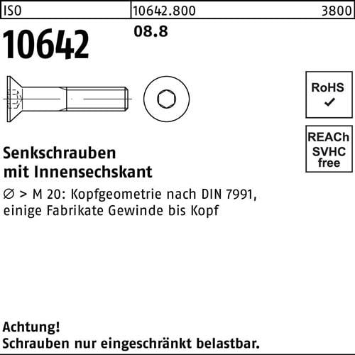 Senkschraube ISO 10642 Innen-6kt M5x 35 8.8 200 Stück