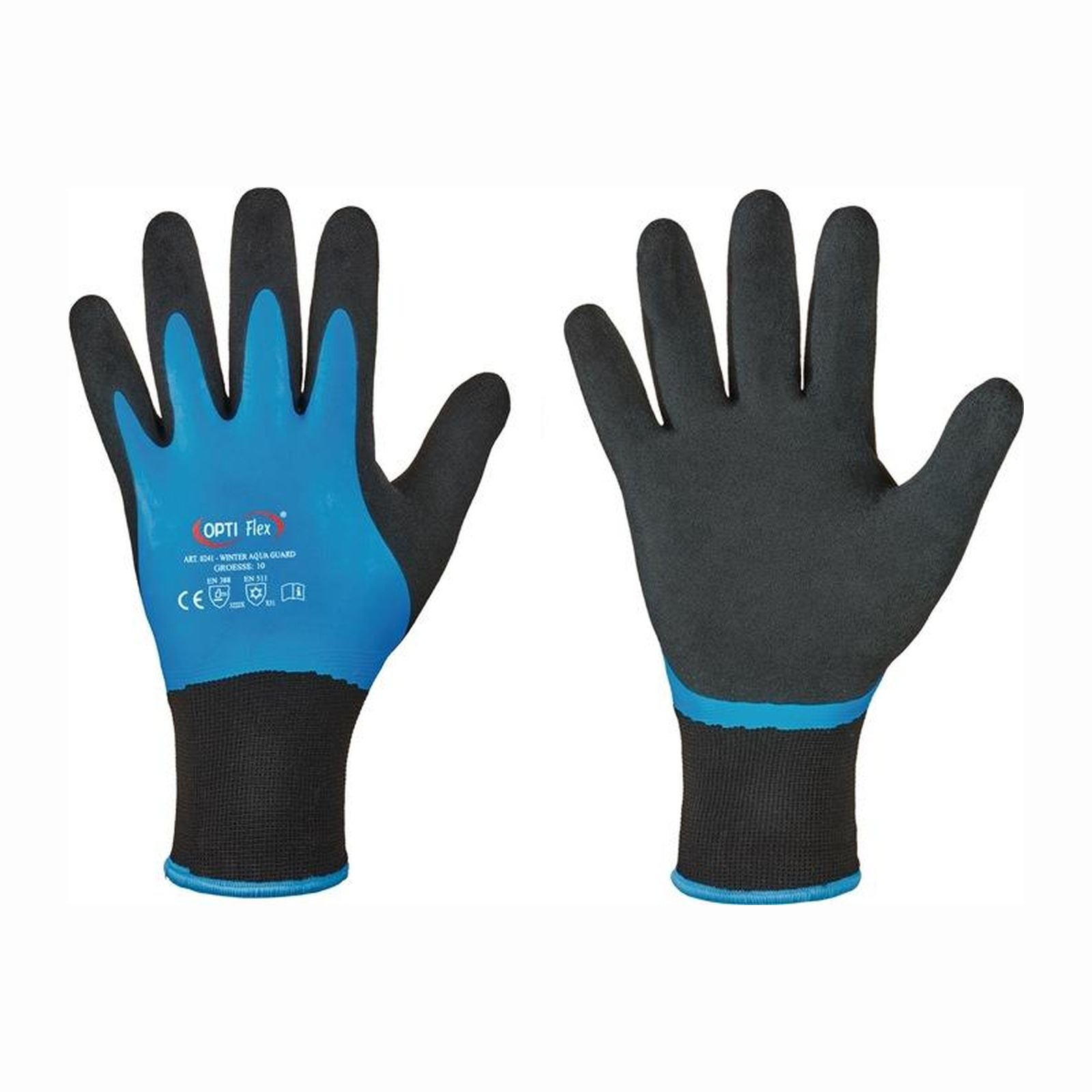 OPTIFLEX 12 Paar Handschuhe Winter Aqua Guard schwarz / blau
