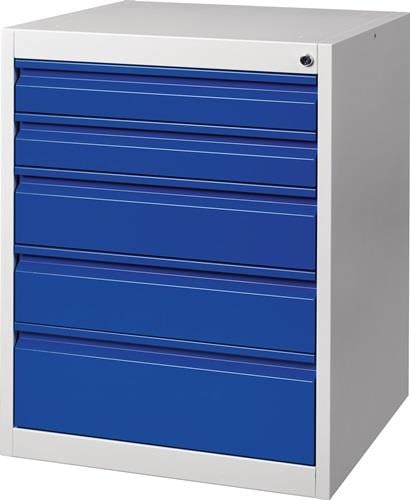 Schubladenschrank BK 600 H800xB600xT600mm grau/blau 5 Schubl.Einfachauszug - NW9000427001