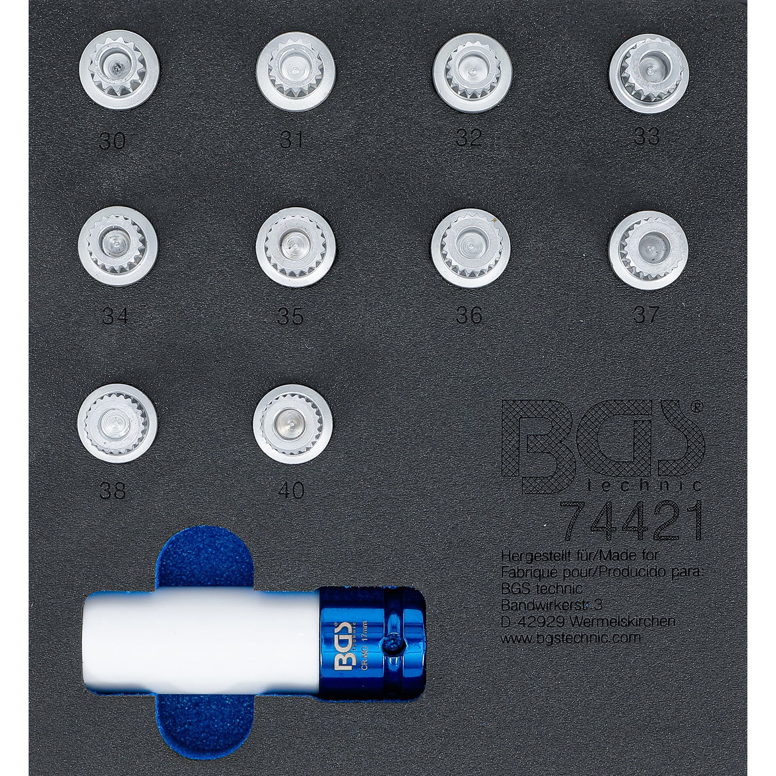 BGS Werkstattwageneinlage 1/6: Felgenschloss-Werkzeug-Satz für BMW 11tlg. - 74421