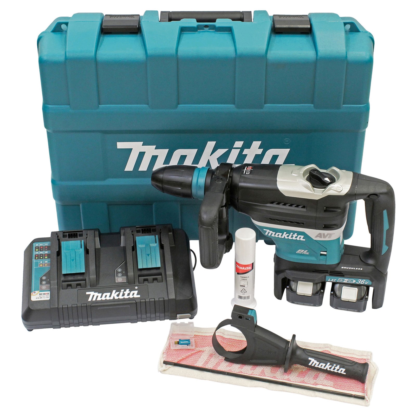 Makita DHR400G2UN Akku-Kombihammer für SDS-MAX 2x18V mit Bluetooth / 6,0 Ah, 2 Akkus + Ladegerät im Transportkoffer