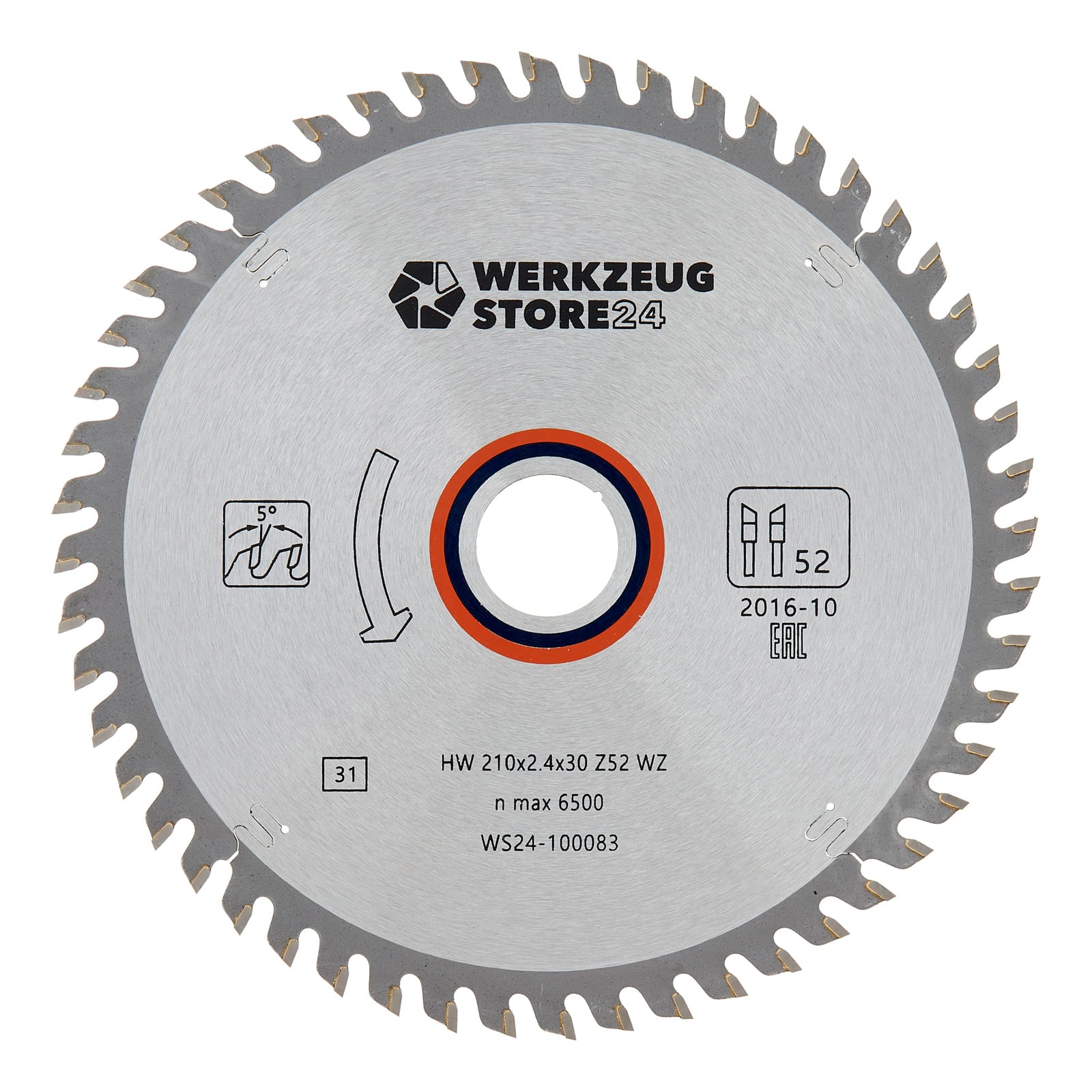 WS24 HM Kreissägeblatt Holz 210 x 2,4 x 30 WZ 52 - WS24-100083