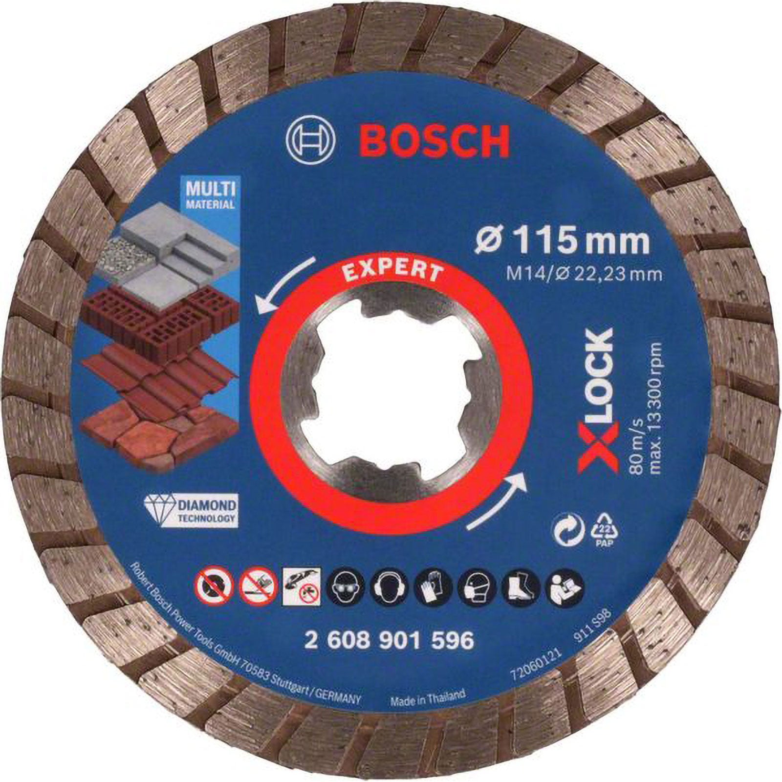 Bosch EXPERT MultiMaterial X-LOCK Diamanttrennscheiben 115 x 22,23 x 2,4 x 12 mm - 2608901596