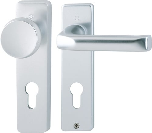 HOPPE Kurzschildgarnitur London 54/227K/202KP/AP/113 Alu.F1 PZ eck.Wechselgrt - 6270052