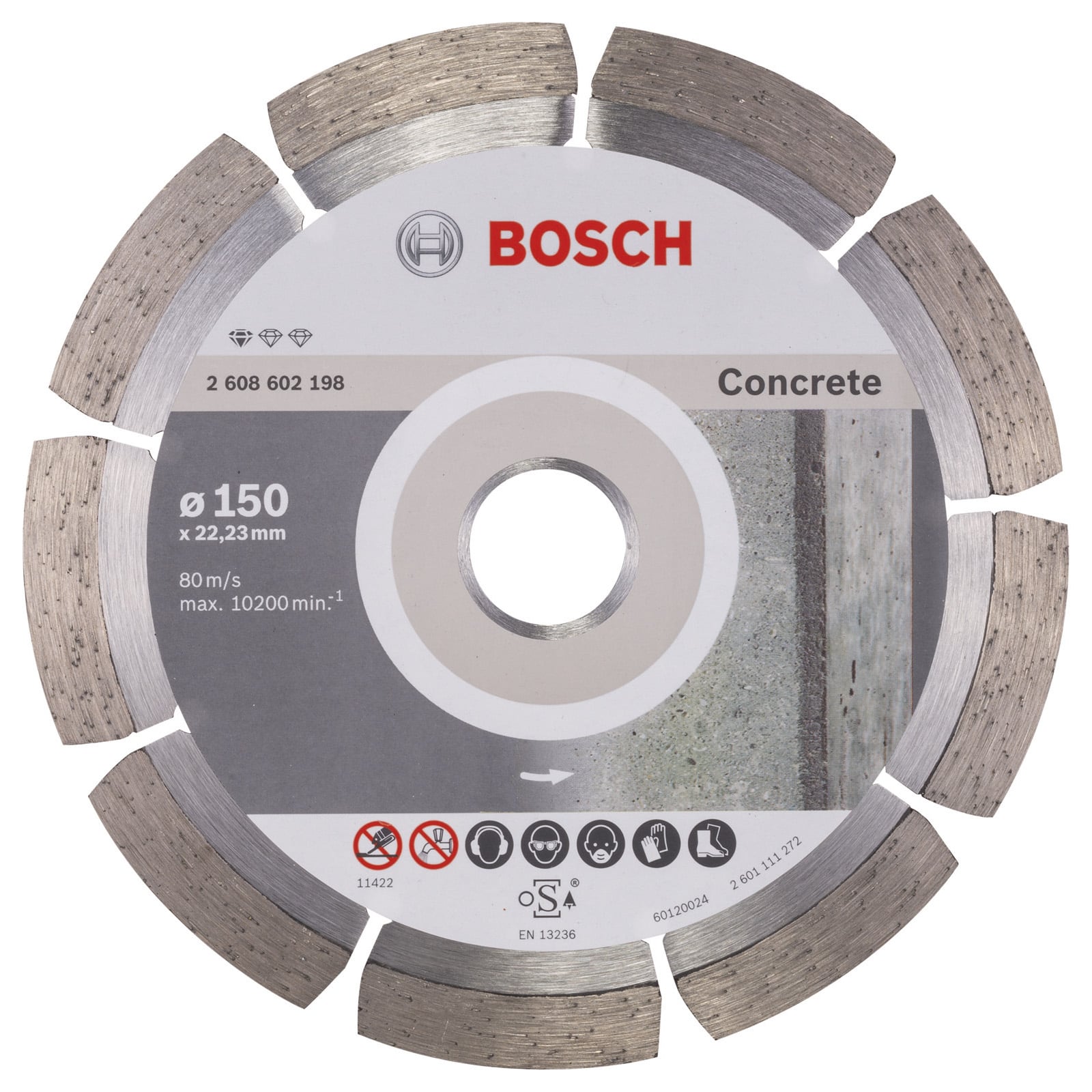 Bosch Diamanttrennscheibe Standard for Concrete 150x22,23x2x10 mm 2608602198