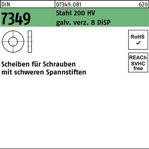 Scheibe DIN 7349 6,4x17x 3 Stahl 200HV galv.verz. 8 DiSP 1000 Stück