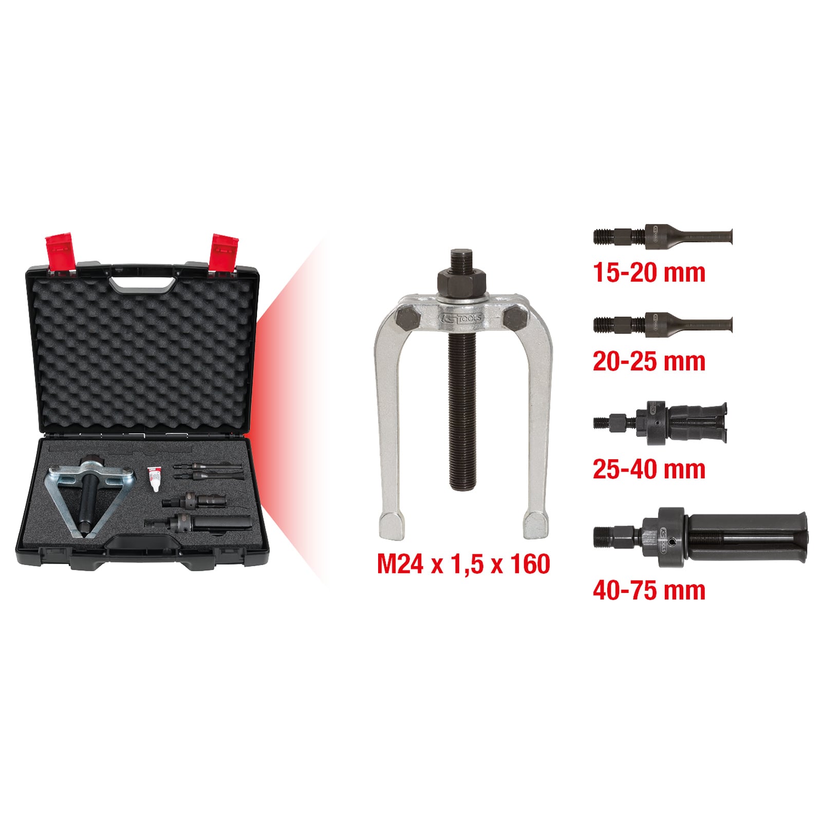 KS TOOLS Präzisions-Innen-Auszieher-Satz Ø 15-75 mm 5tlg. - 660.0015