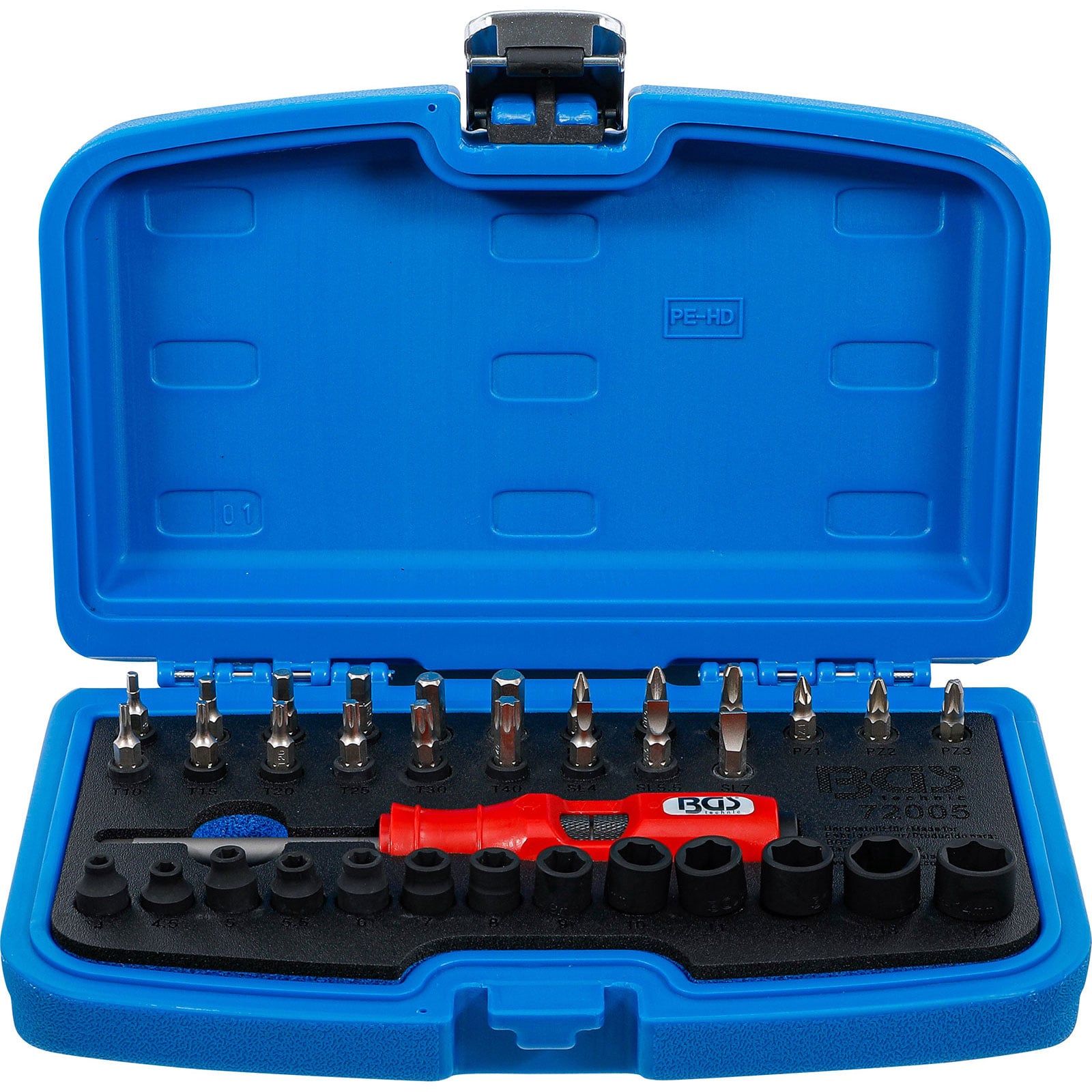 BGS Schlag-Schraubendreher-Satz Abtrieb Außenvierkant 6,3 mm (1/4") 36tlg. - 72005